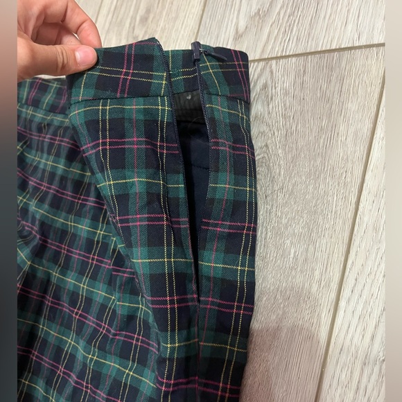 Plaid Ankle Pants - Green Plaid Wool - Picture 3 of 5